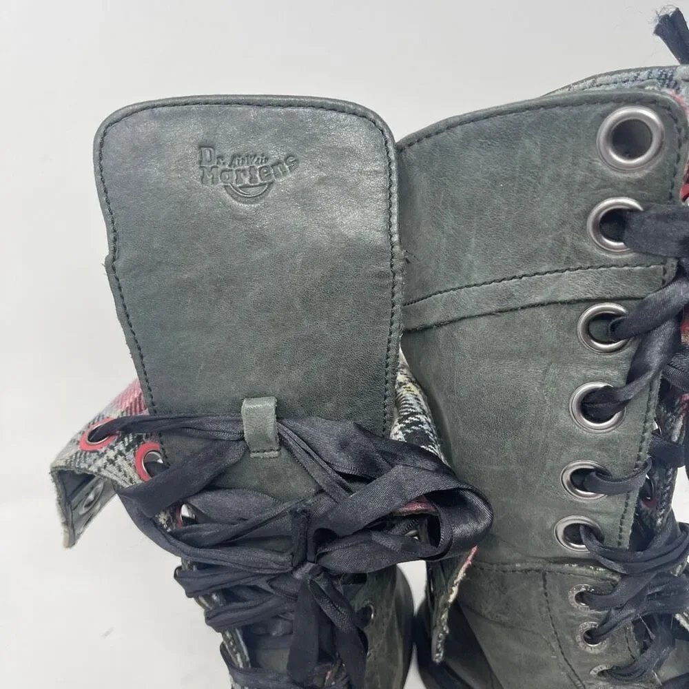 Dr. Martens Women's Triumph 12 Eye Lace Up Dark Green Calf High Boots Size 7